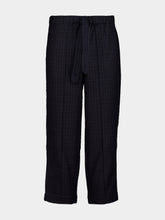 Baziszt Navy Dario Checked Cotton Trousers