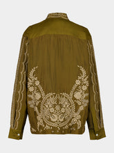 Baziszt Khaki Jacob Shirt with Floral Embroidery