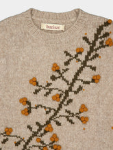 Baziszt Beige Puff Floral Knit Jumper
