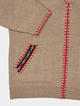 Baziszt Taupe Embroidered Cashmere Zip-Up Hooded Sweatshirt