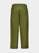 Baziszt Khaki Green Embroidered Cotton Trousers