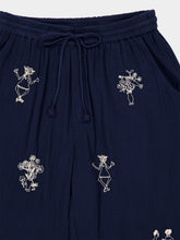 Baziszt Navy Embroidered Cotton Trousers