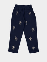 Baziszt Navy Embroidered Cotton Trousers