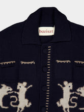 Baziszt Navy Blue Cashmere Mice Cardigan