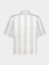 Commas White Camp Collar Striped Cotton Shirt