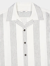 Commas White Camp Collar Striped Cotton Shirt