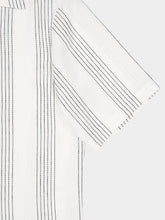 Commas White Camp Collar Striped Cotton Shirt
