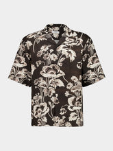Commas Black Shirt Painted Peonies Linen