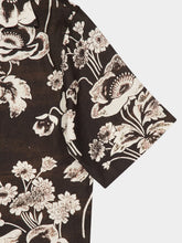 Commas Black Shirt Painted Peonies Linen
