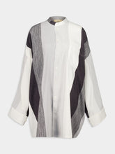 Marrakshi Life Nero Collar Oversized Long-Sleeved Stripe 5 Cotton Shirt