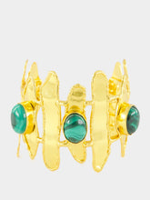 Sylvia Toledano Gold Brutalist Cuff with Malachite Stones