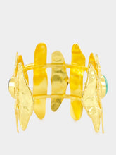 Sylvia Toledano Gold Brutalist Cuff with Malachite Stones