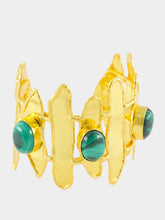 Sylvia Toledano Gold Brutalist Cuff with Malachite Stones