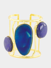 Sylvia Toledano Dakota II Cuff Bracelet with Blue Agate and Lapiz Lazuli
