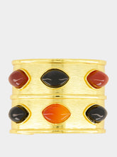 Sylvia Toledano Orange and Black Wide Marquise Stone Cuff