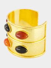 Sylvia Toledano Orange and Black Wide Marquise Stone Cuff