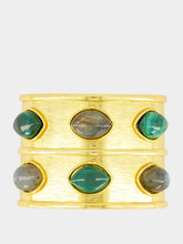 Sylvia Toledano Green and Grey Wide Marquise Stone Cuff