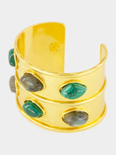 Sylvia Toledano Green and Grey Wide Marquise Stone Cuff