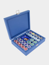 Hector Saxe Paris Blue Limoges Leather Poker Set