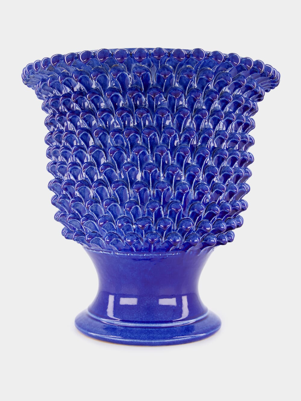 Large Blue Pinecone Footed Vase