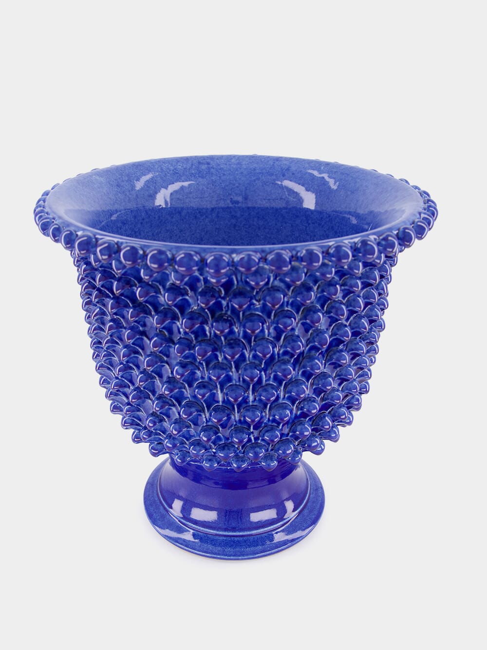 Large Blue Pinecone Footed Vase