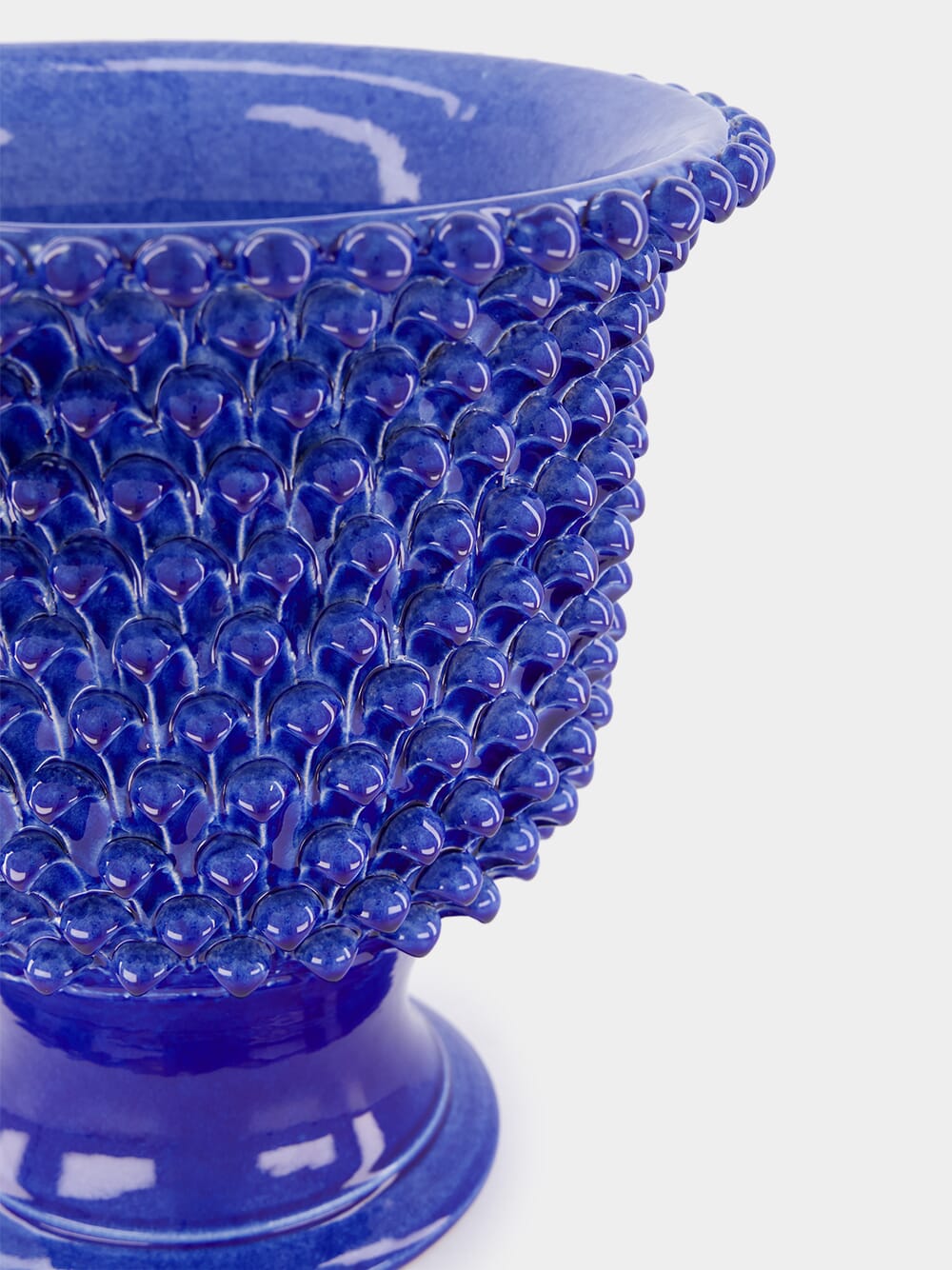 Large Blue Pinecone Footed Vase