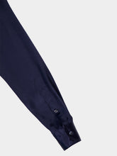 Tom Ford Plisse Plastron Blue Fluid Charmeuse Sild Shirt