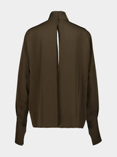 Tom Ford Desert Palm Silk Georgette Draped Blouse
