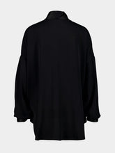 Tom Ford Black Washed Silk Tunic Shirt with Tuxedo Details
