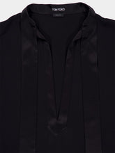 Tom Ford Black Washed Silk Tunic Shirt with Tuxedo Details