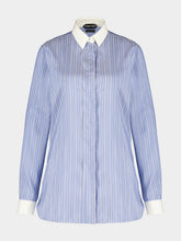 Tom Ford Light Blue Striped Silk Tunic Shirt