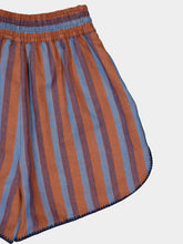 Paula Calcita Blue Stripes Embroidered Linen Shorts