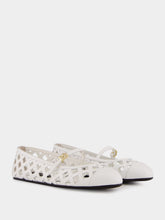 Dolce & Gabbana White Odette Openwork Calfskin Ballet Flats