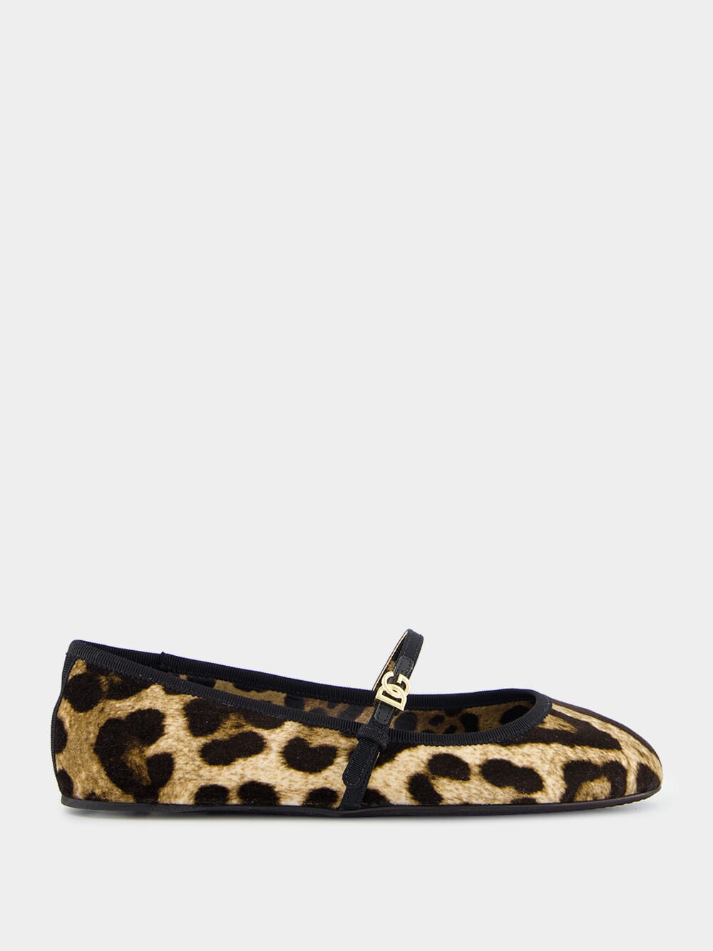 Leopard-Print Velvet Ballet Flats with DG Logo