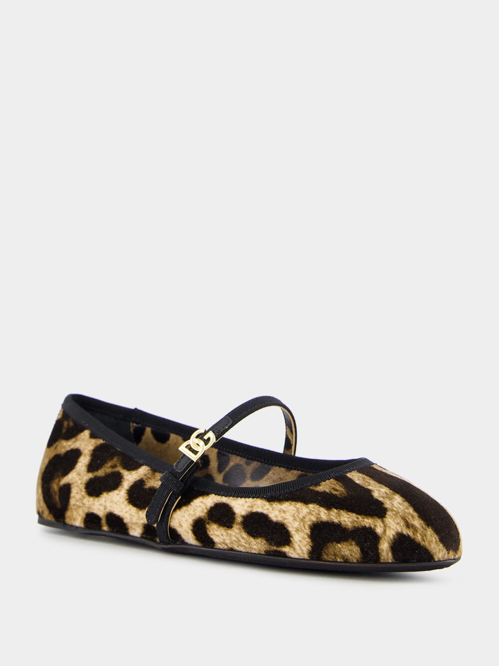 Leopard-Print Velvet Ballet Flats with DG Logo