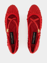 Dolce & Gabbana Red Satin Vally Ballet Flats