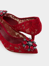 Dolce & Gabbana Red Lace Bellucci Pumps With Crystal Detail