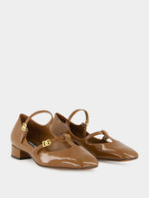 Dolce & Gabbana Brown Patent Mid-Heel Mary Jane Pumps
