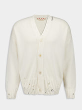 Marni White Cotton V-Neck Cardigan