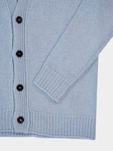 Leaden Blue V-Neck Buttoned Virgin Wool Cardigan | PDP - Fashion Clinic