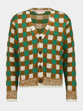 Marni Seagreen Checkerboard Wool Cardigan