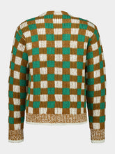 Marni Seagreen Checkerboard Wool Cardigan