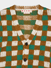 Marni Seagreen Checkerboard Wool Cardigan
