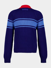 Marni Ocean Blue Striped Zip Cotton Cardigan