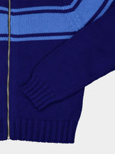 Marni Ocean Blue Striped Zip Cotton Cardigan