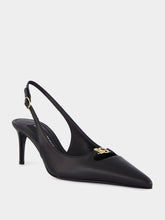Dolce & Gabbana Black Silk Nappa Leather Slingbacks