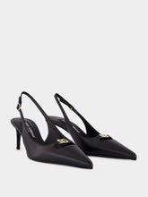 Dolce & Gabbana Black Silk Nappa Leather Slingbacks