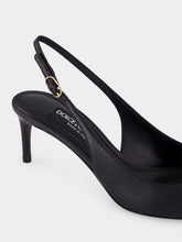 Dolce & Gabbana Black Silk Nappa Leather Slingbacks