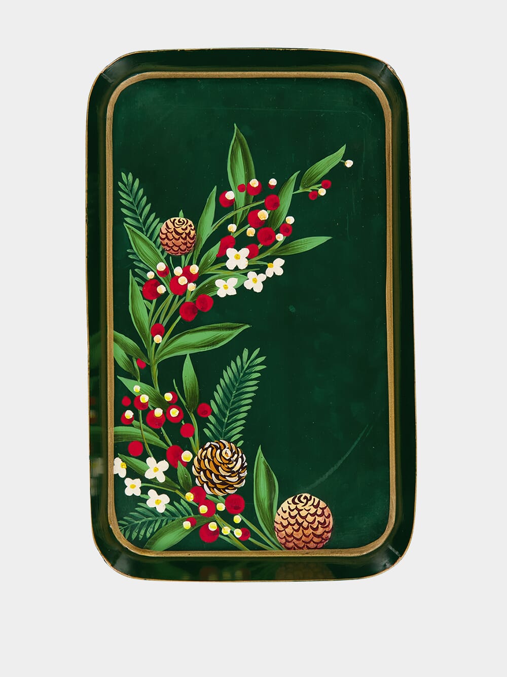 Green Christmas Iron Tray