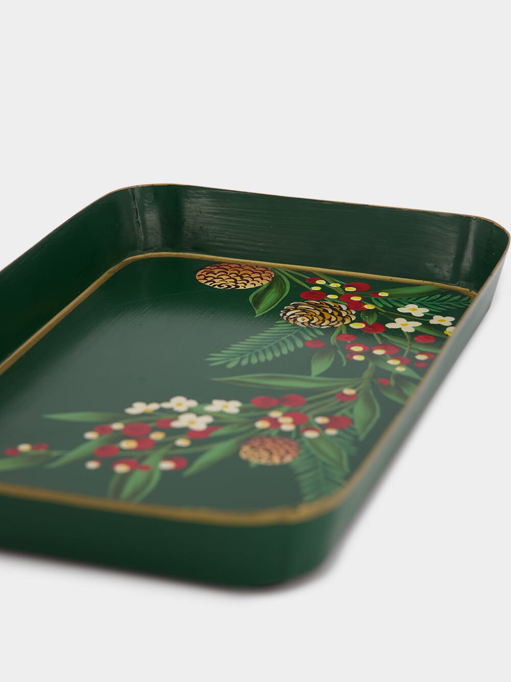 Green Christmas Iron Tray